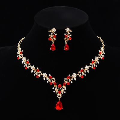 Módní diamantový přívěsek kapka náhrdelník náušnice sada svatební banketní kamínková šperkovnice krystal