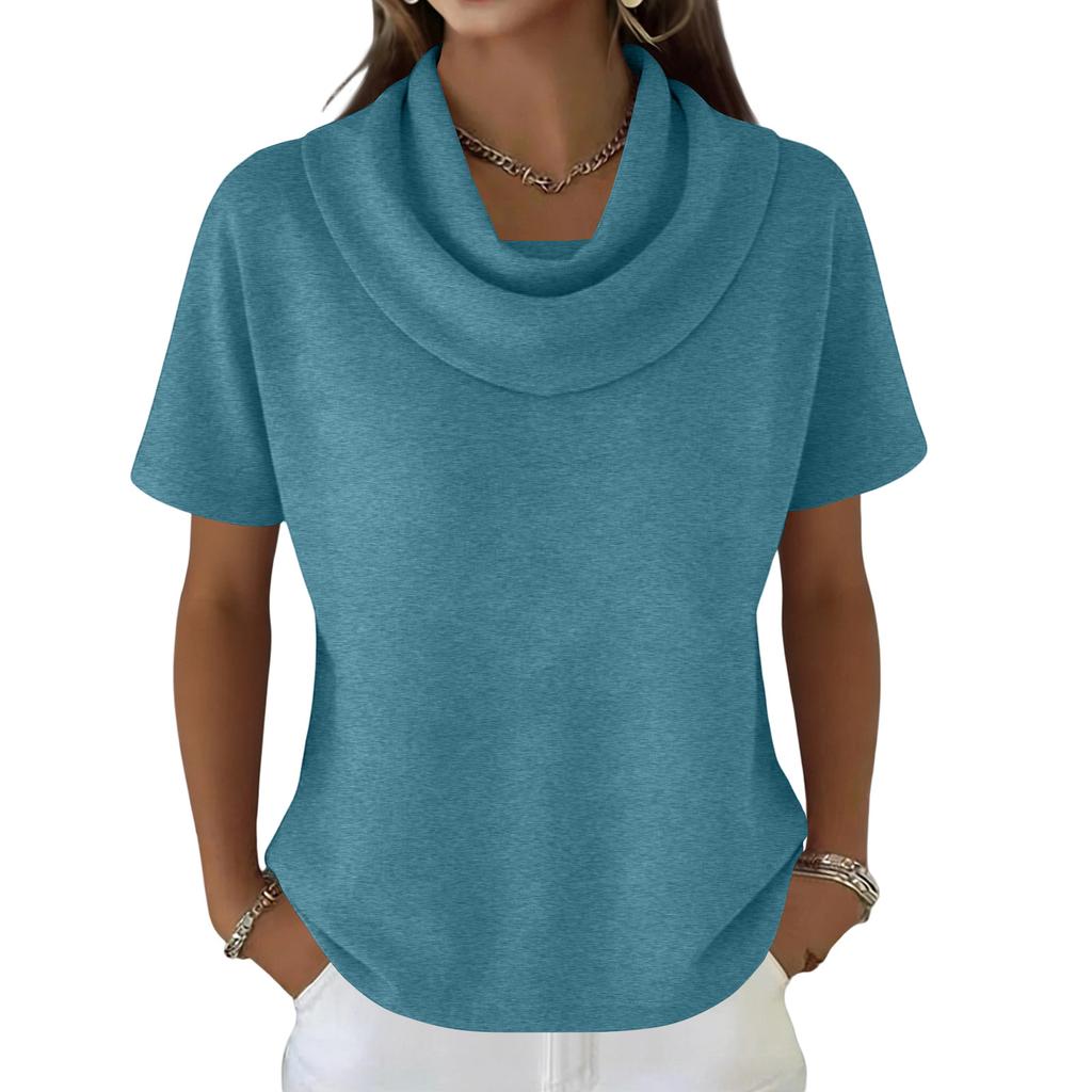 Women's Casual And Fashionable Round Neck Short Sleeved Color Top Sweater