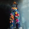 Overalls Sommer Damen Hosen Denim-Imitat Gerade geschnittene Hosen Vielseitige Lockere Gerade geschnittene Hosen 1D Digitaldruck