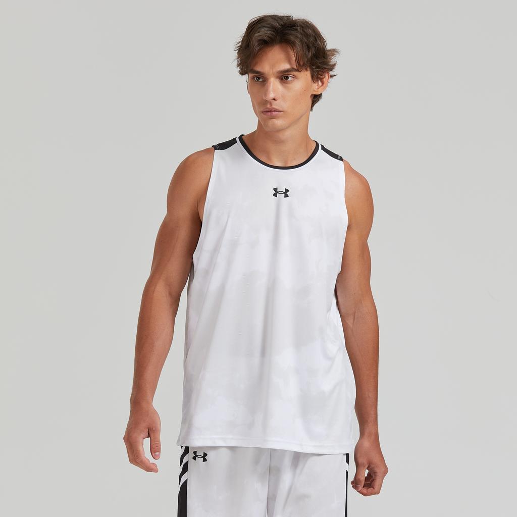 Under Armour Solid Color Loose Training Fitness Running Basketball Vest Unisex Tops White 24500105-100