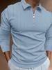 Męskie koszulki polo z zamkiem błyskawicznym, z długim rękawem, prążkowana dzianina, modna, swobodna, bluza golfowa, koszulki