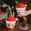 Christmas creative cartoon ceramic mug hand holding cute Christmas hat cup lid coffee cup gift box souvenir