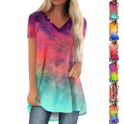 Ladies Short Sleeve Pleated Loose Tops Plus Size Casual Tops V Neck Short Sleeves Casual Summer T Shirts Ladies Tops T Shirts Shirts