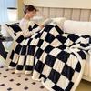 Checkerboard Double Layer Fleece Blanket Autumn Winter Warm Thick Plush Blanket for Bed Single Double Fluffy Soft Throw for Sofa