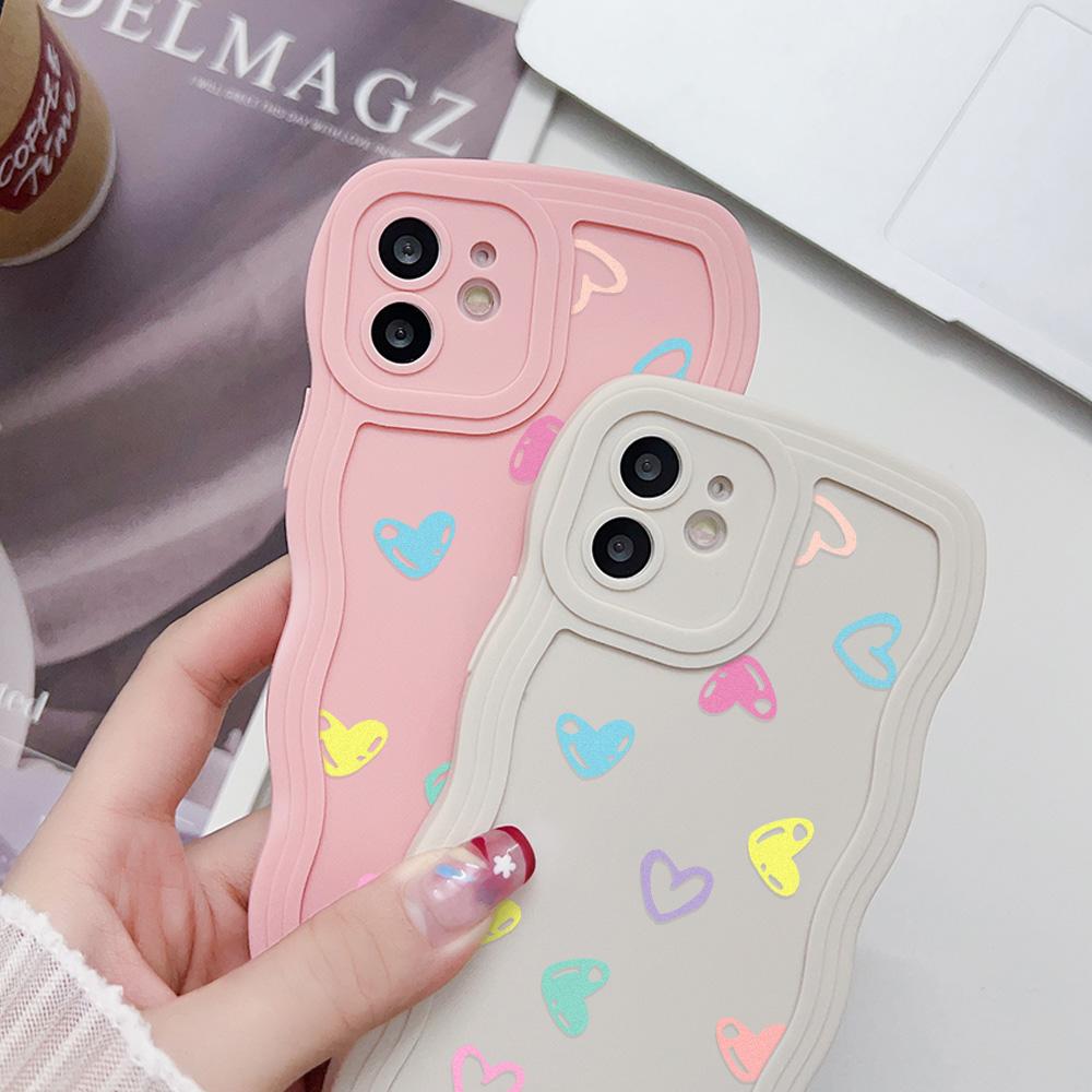 Silicone Phone Case For iPhone 11 6s SE 2020 16 7 8 Plus 13 15 14 Pro Max 12 XR Wave Shockproof Soft Love Heart Cover Funda