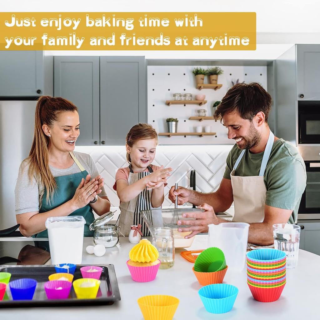 24-Cavity Nonstick Briose Mold Set - Oven Safe Up To 220°C Silicone Muffin Pan Multicolor 4.5x7x3cm