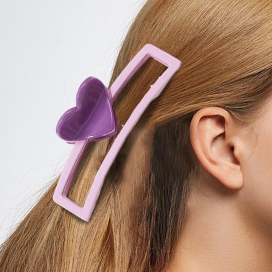 Hair Claw Hollow Rectangle Shape Plastic Hair Clip Heart Shape Back Head Hair Claw Daily Party Wear Hair Accessories