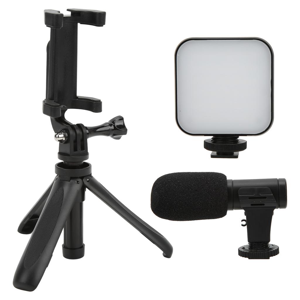 Smartphone Vlogging Kit Live Broadcast Phone Video Microphone Kit with Fill Light Tripod and Phone Holder