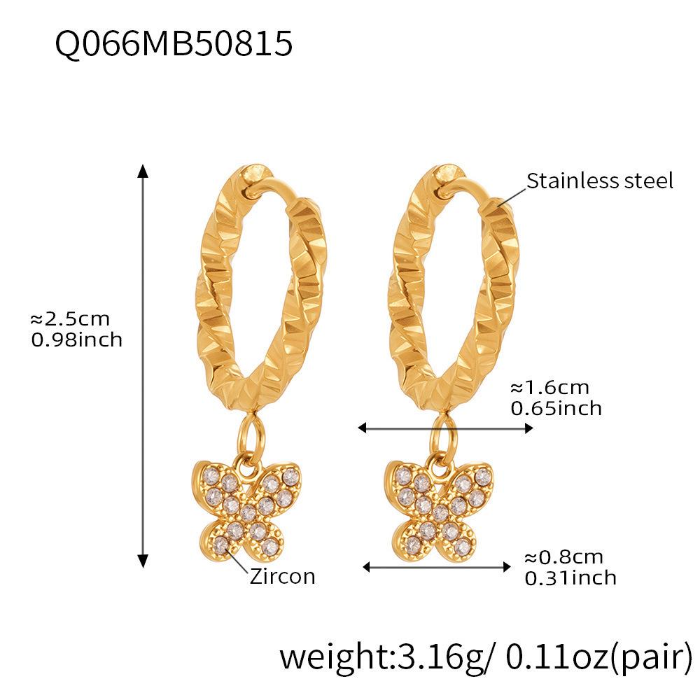 Oumika 18K Gold-Plated Butterfly & Diamond Earrings for Women
