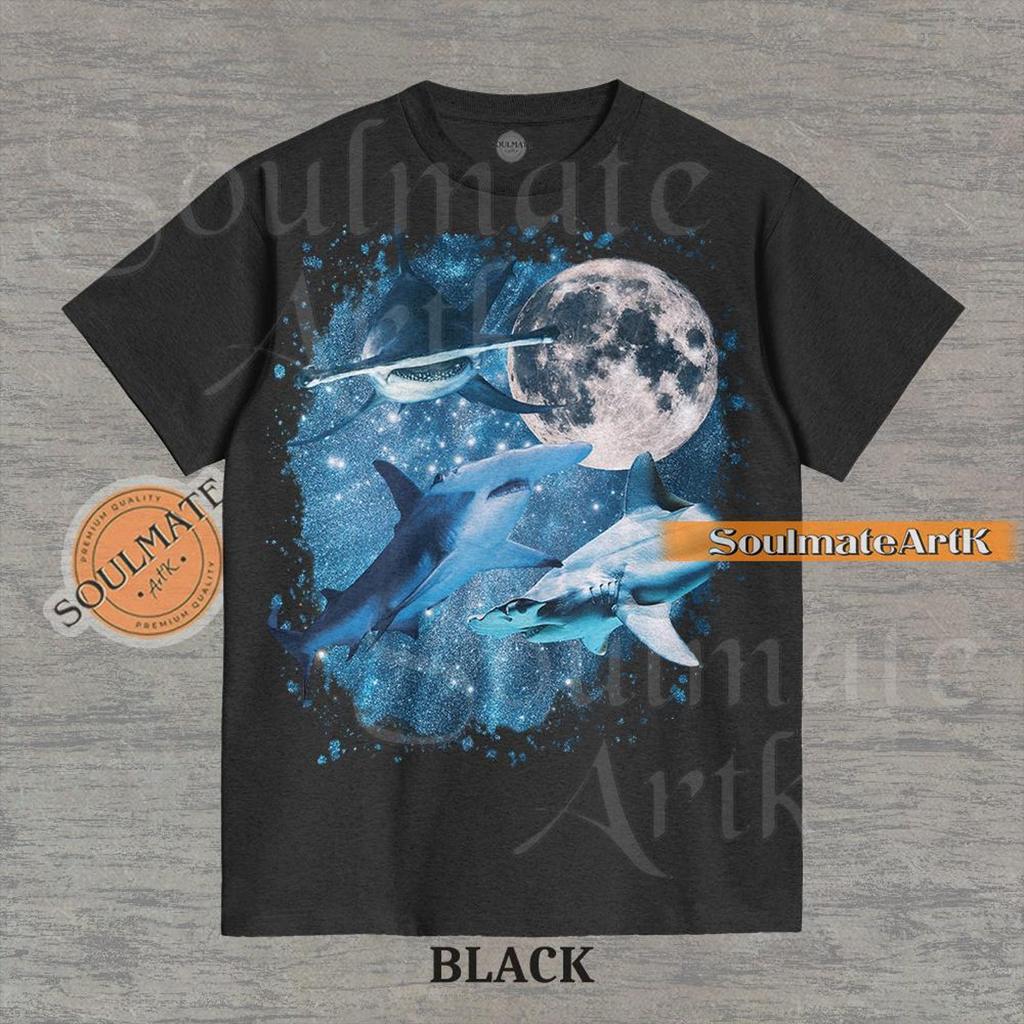 Three Hammerhead Shark Vintage Shirt, Retro Moon Tshirt, Hammerhead Shark T-shirt, Comfort Colors Unisex Graphic Tee