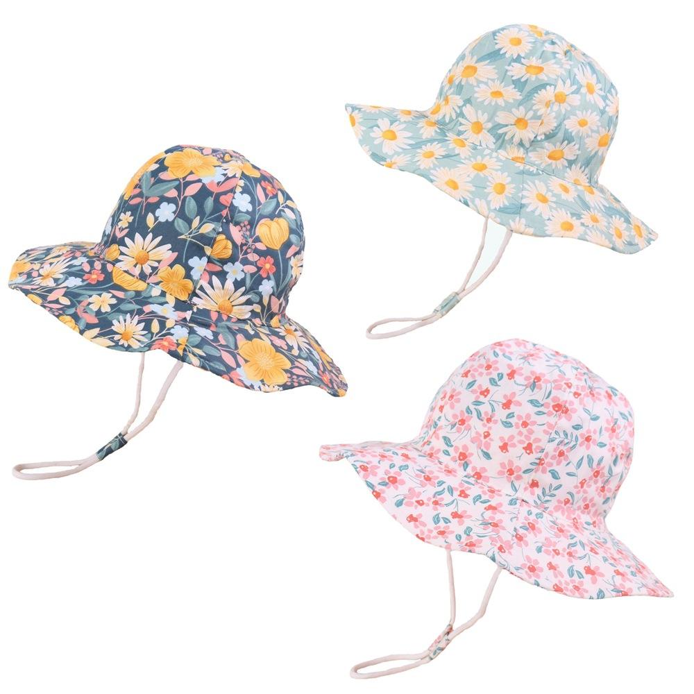 Baby Boys And Girls Summer Beach Hats 1-8 Years Old UPF 50+ Toddler Infant Wide Brim Outdoor Bucket Hat with Strap