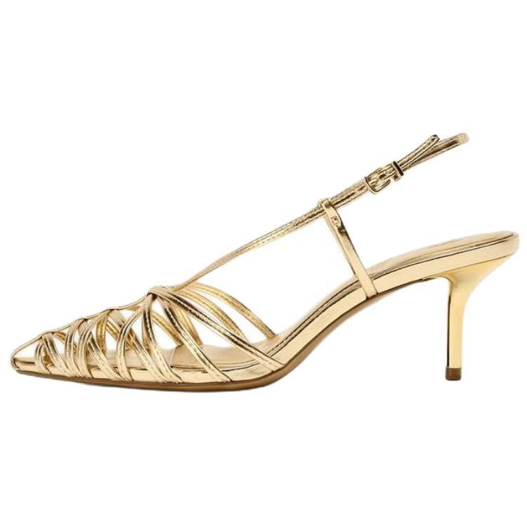 

Zara Элегантные Модные Туфли-стилет на Высоком Каблуке 8,5 см Женские каблуки Золото 12225510091 37