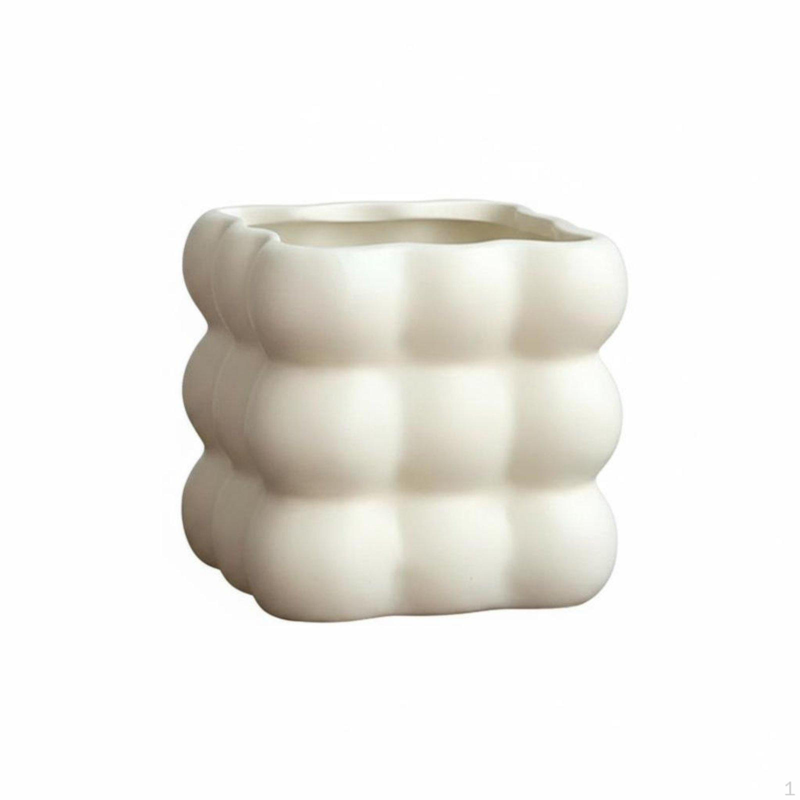 Ceramic Planter with Water Catcher Nordic and aesthetic Patterned Pot Minimalist