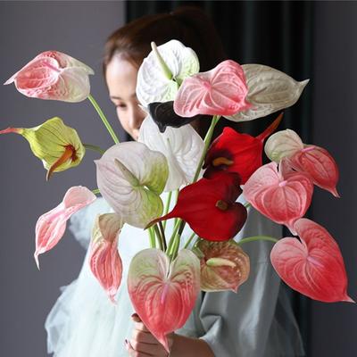 Restaurant Garten Braut Elegante Real Touch Anthurium Gefälschte Blumen Künstliche Calla Lilien Seide Pflanzen