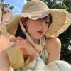 French Straw Hat Women's 2026 Summer New Breathable Lace Hollow Sunscreen Hat Seaside Hat Sun Hat