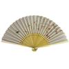 Bamboo Chinese Style Folding Fan Vintage Silk Folding Fan Shank Classical Dance Fan Tassel Elegent Female Hand Fan Home Decor