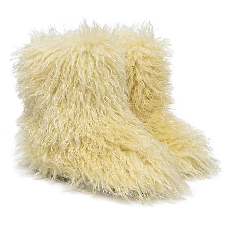 Winter Snow Boots Furry Shoes Women Fluffy Warm Faux Wool Boots Woman Teddy Fur Snow Boots Fashion Plush Short Boots Ladies
