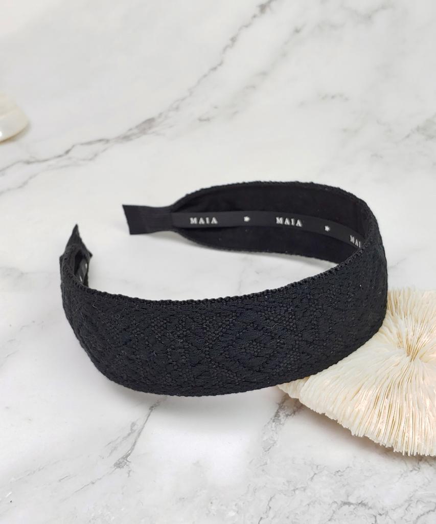 Maia Geometric Pattern Headband - Black