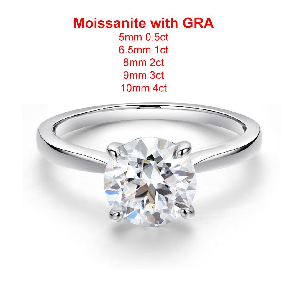 0.5-4ct Round Cut Moissanite Engagement Ring for Women Classic 4 Prong Solitaire Diamond Ring Wedding Bands CopperJewelry