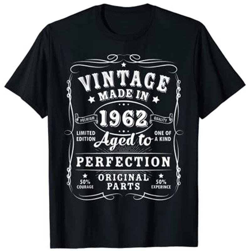 Vintage Made In 1962 Aged To Perfection Arigial Parts 61th Birthday Decorations Women Men Funny 61 Year Old Tee Tops