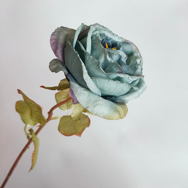 Simulated French Rose Home Soft Decoration Rose Fake Flower Hotel Simulated Flower Rose Display Wholesale 1pc синий