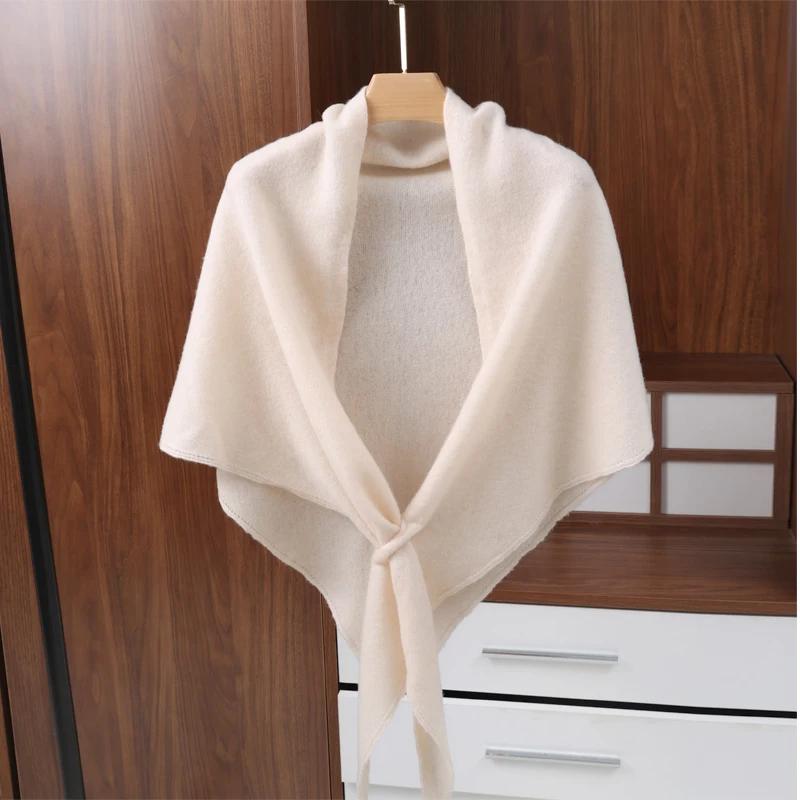 Women's 100% Cashmere Perforated Knit Shawl Wrap Casual Fashion Accessory Versatile Tie Front Winter Daily Outfit poncho scarf