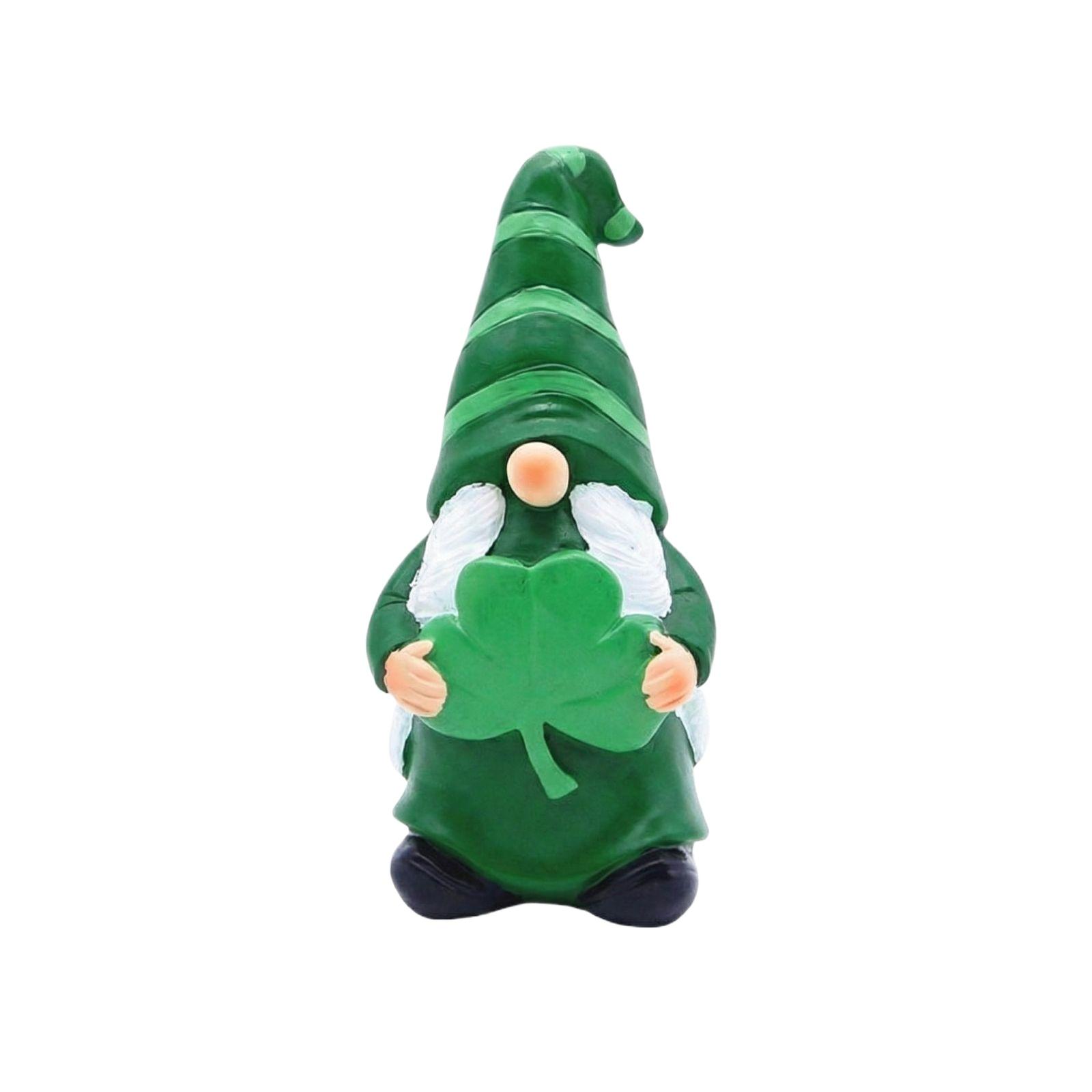 Irish Resin Gnome Figurine St Patrick s Day Decoration Garden Statue Lucky Charm Collectible Ornament One Size