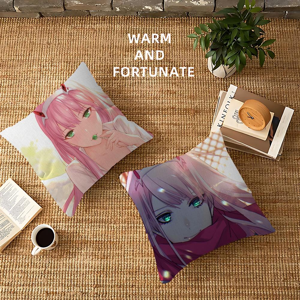 Darling In The FranXX Zero Zero Two Cushion Cover Car Throw Pillow Case For Sofa Car Christmas Gift 40x40cm 45x45cm