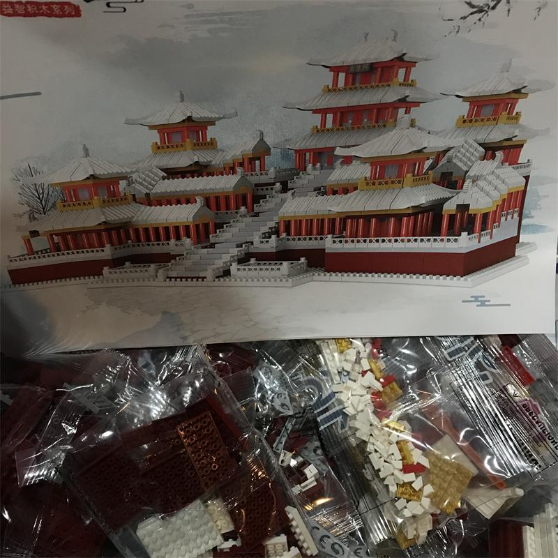 Lezi Mini Blocks Architecture Building Bricks Chinese Castle Model Epang Palace Juguetes Toy Kid Gift Girl Birthday Present 8223