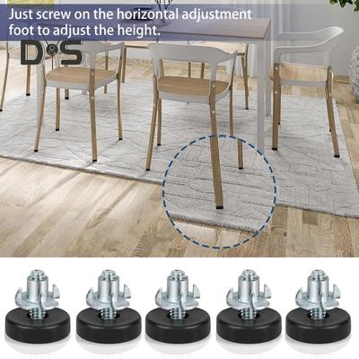 12 Stück Universal-Möbelnivellierungsfüße mit T-Muttern, starkes, tragendes Gewinde, verstellbare Nivellierer, für Schrank, Stuhl, Tischfüße