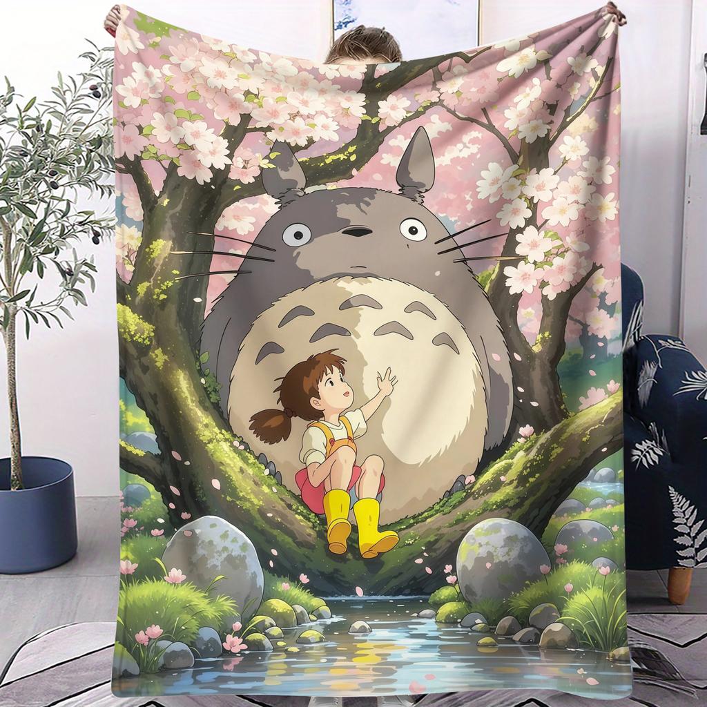 Klassische Cartoon Anime T-Totoros Decke für Büro Reisen Komfort Freizeit Camping Reise Multifunktionale Universelle Decke Ventilator Geschenk