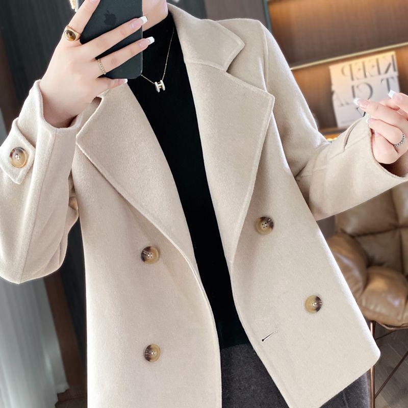 Women's 2025 Double-Faced Wool Short Coat - Little Fragrant Style Loose Trench