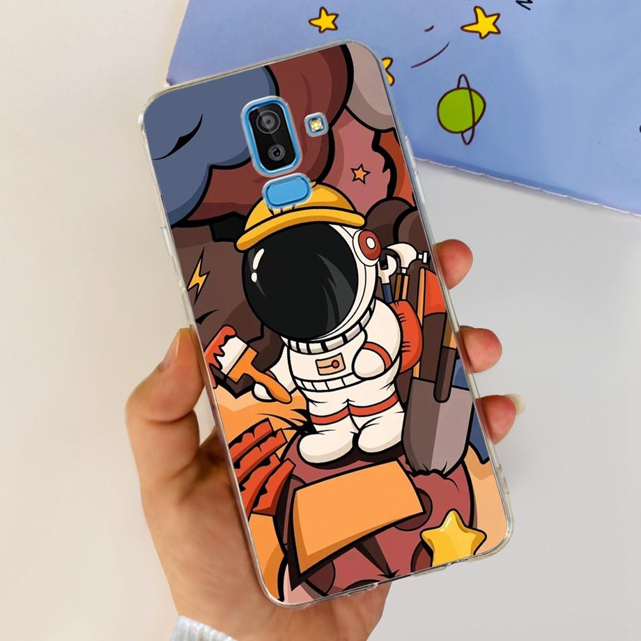 Funda Coque For Samsung Galaxy J8 J810F Cover Case Cartoon Cat Skull Back Shell For Samsung J8 2018 Soft Clear Silicone TPU Capa