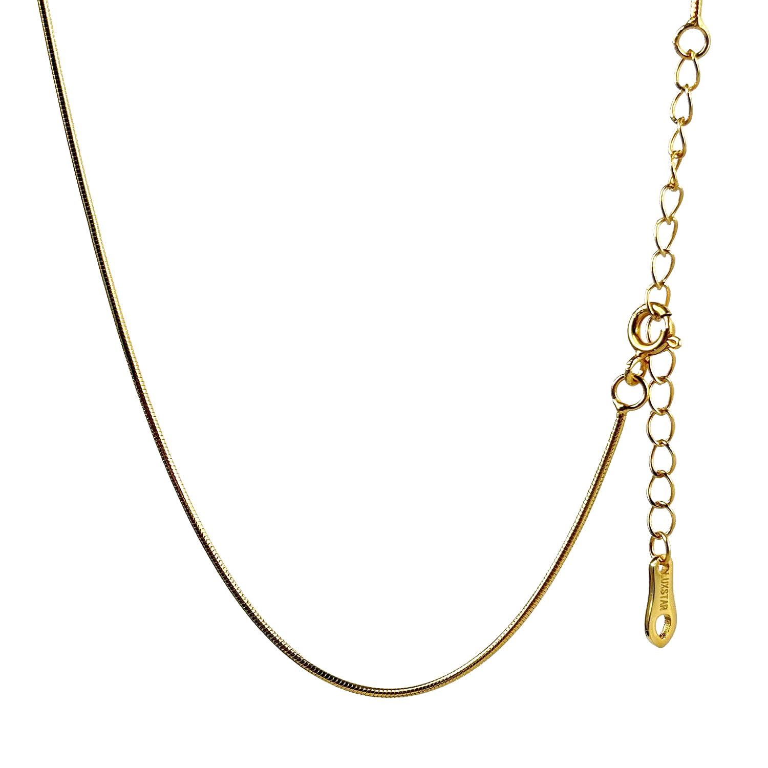 

[LUXSTAR] Snake Chain Necklace, Sterling Silver 925, Gold Plated, Men s & Women s, with Adjustable Chain (Gold, 45cm + 5cm)