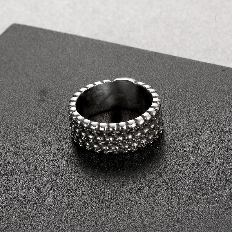 Personalized Design Gothic Ghost Head Ring, Retro Smear Oil Skull Men'S Stainless Steel Ring