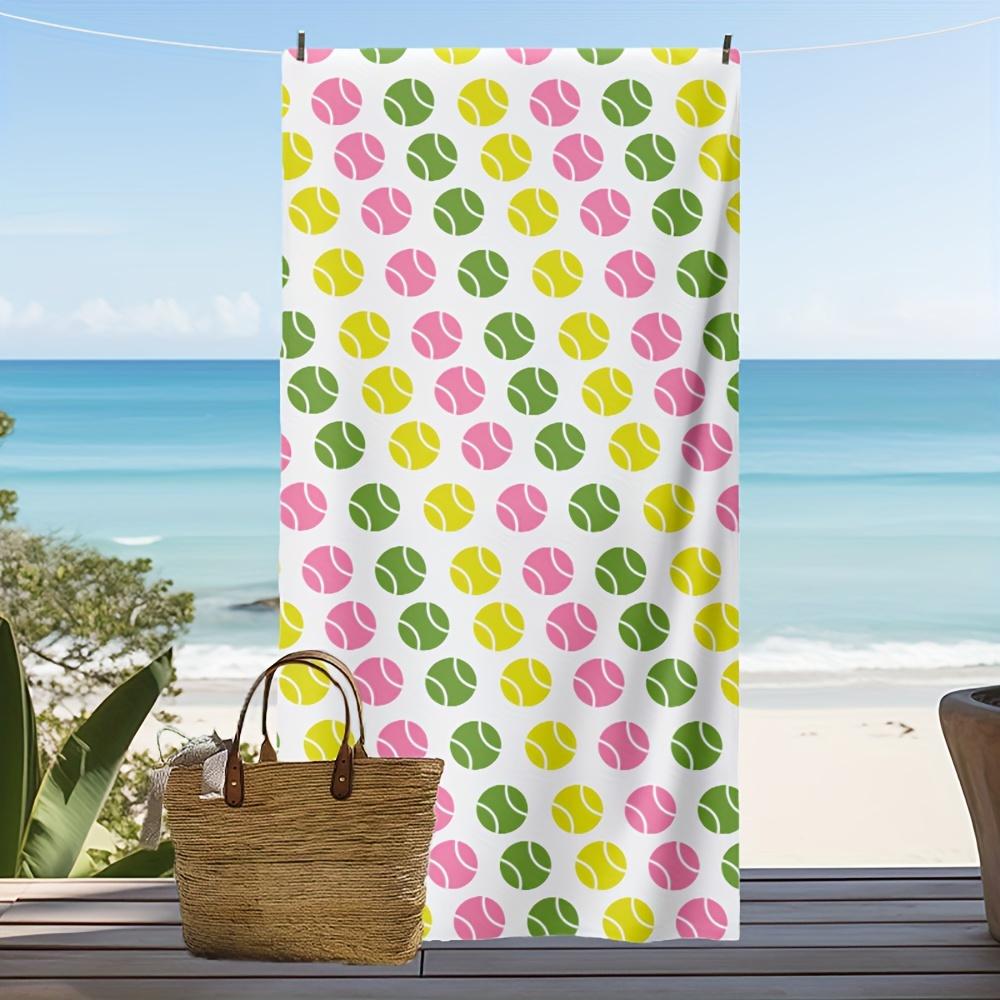 

Tennis Beach Towel, Super Soft Cute Tennis Printed Extra Large Size Towel for Camping Swimming W40*H60(CM)