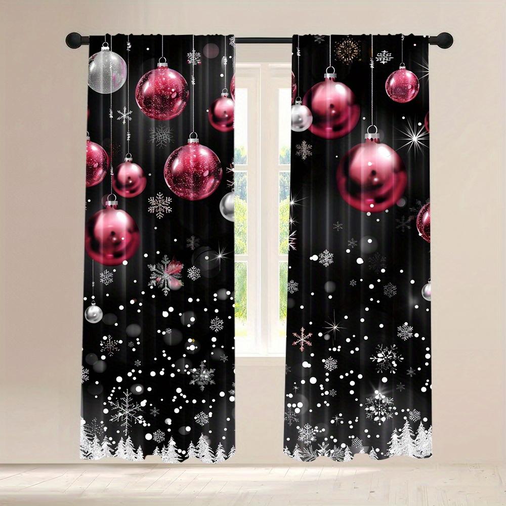 2 st Set Jul Snögubbe Gardiner Stångficka Design Digitaltryck Polyester Draperier för Vardagsrum Kök Sovrum Fönster