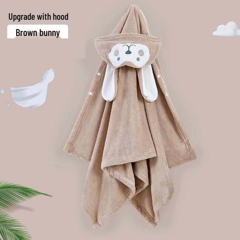 Water-Absorbent Cartoon Hooded Bath Towel Cape for Newborns & Toddlers