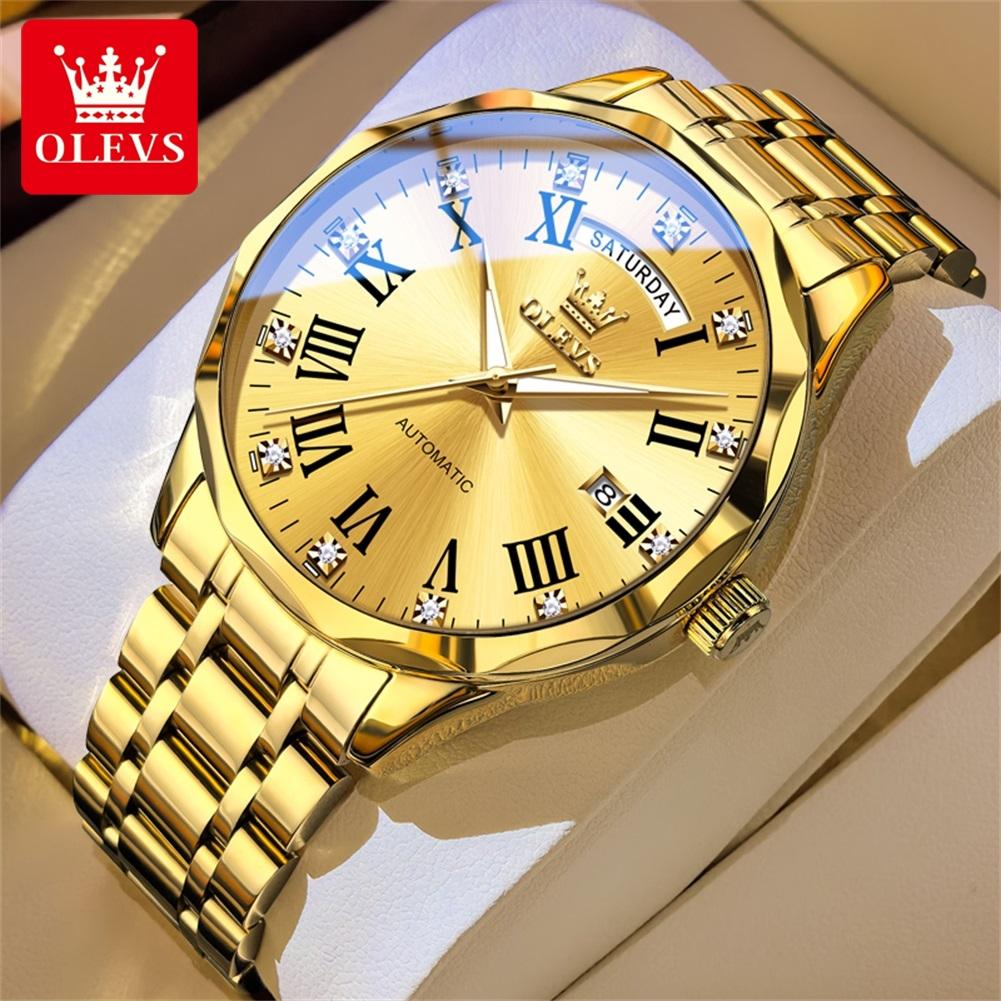 OLEVS New Automatic Man Watch 6780 Stainless Steel Waterproof Luminous Mens Watch Roman Diamond scale Auto Date Mechanical Watch