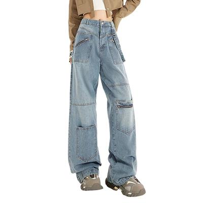 Celebrity Style Workwear Loose Wide-leg Jeans