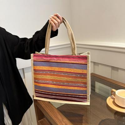 Fashionable Versatile Hand-held Linen Bag Hand-held Bento Bag Handbag