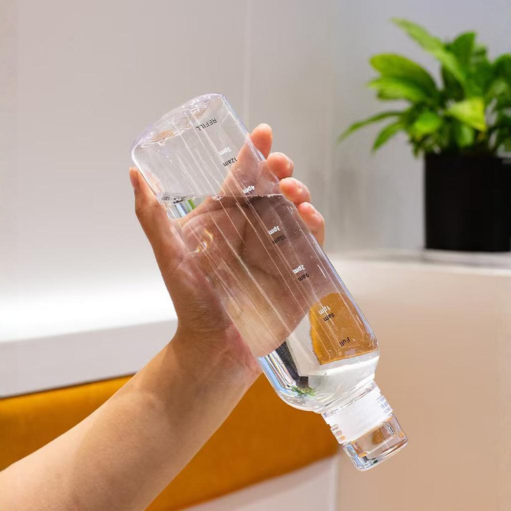 Water Bottle with Time Markers, 17 OZ, Plastic Bottles, Leak-Proof, Proof