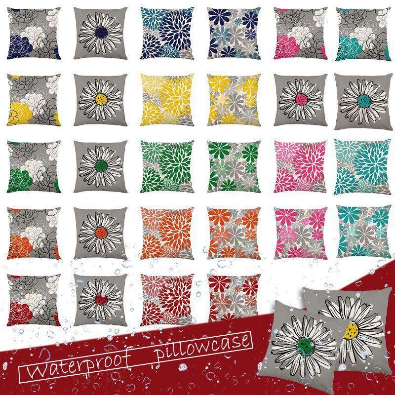 Elegant Waterproof Flower Printed Cushion Cover With Oilproof And Dustproof Features For Stylish Home Decor