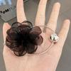 3PCS Mesh Rose Hair Ring Fashion Girls Hair Tie Leather Band Sweet Ponytail Headband Cute Marble Hair Rope