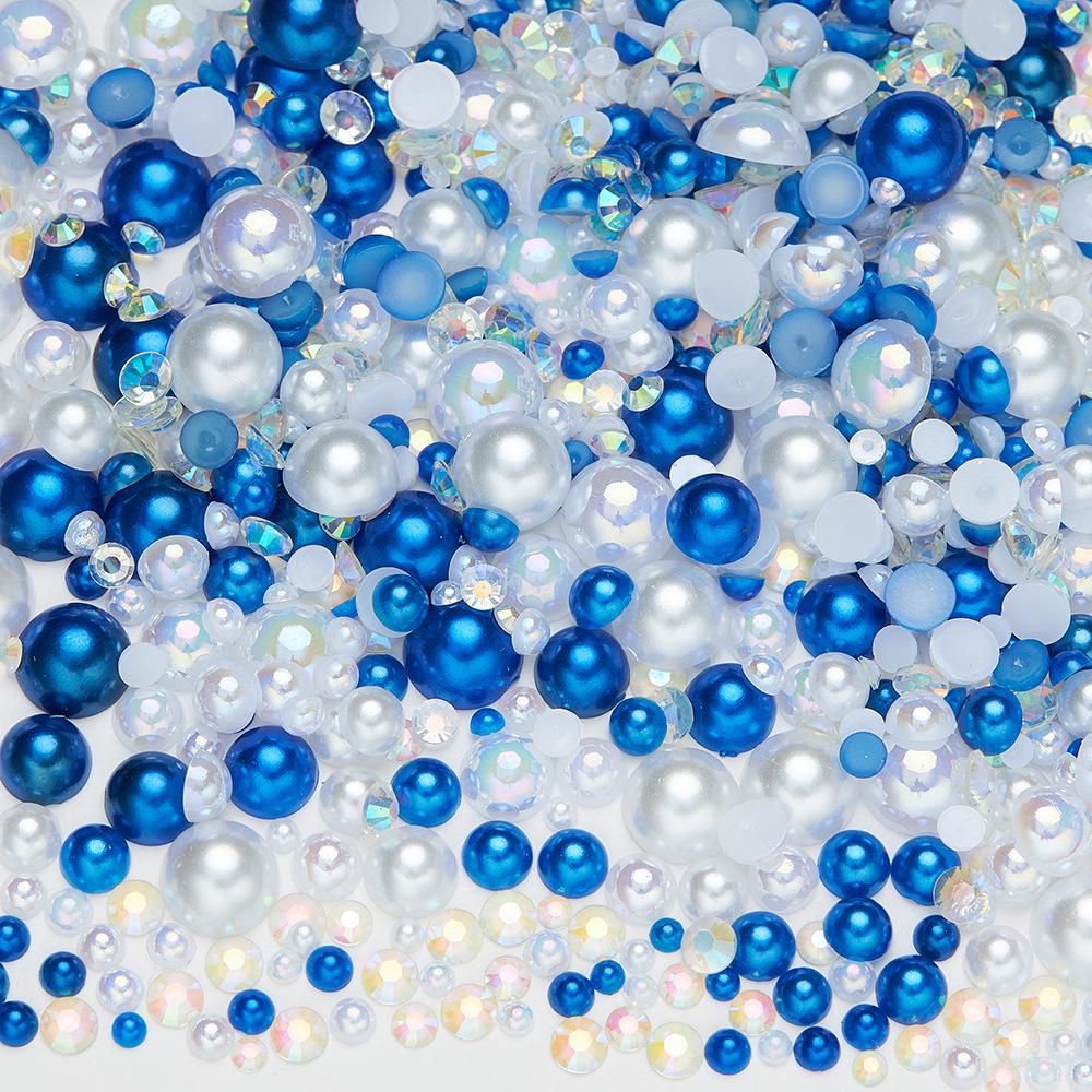 

Набор переливающихся страз и жемчуга для нейл-арта: Смешанные цвета для поделок своими руками 3-10mm Flatback Pearl Resin Mix 30g/pack