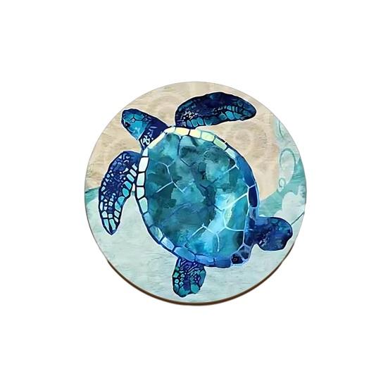 Sea Turtle Coaster, Ocean Beach Themed Wood Drink Mat for Home Cafe, Non Slip Heat Insulation Table Decor E