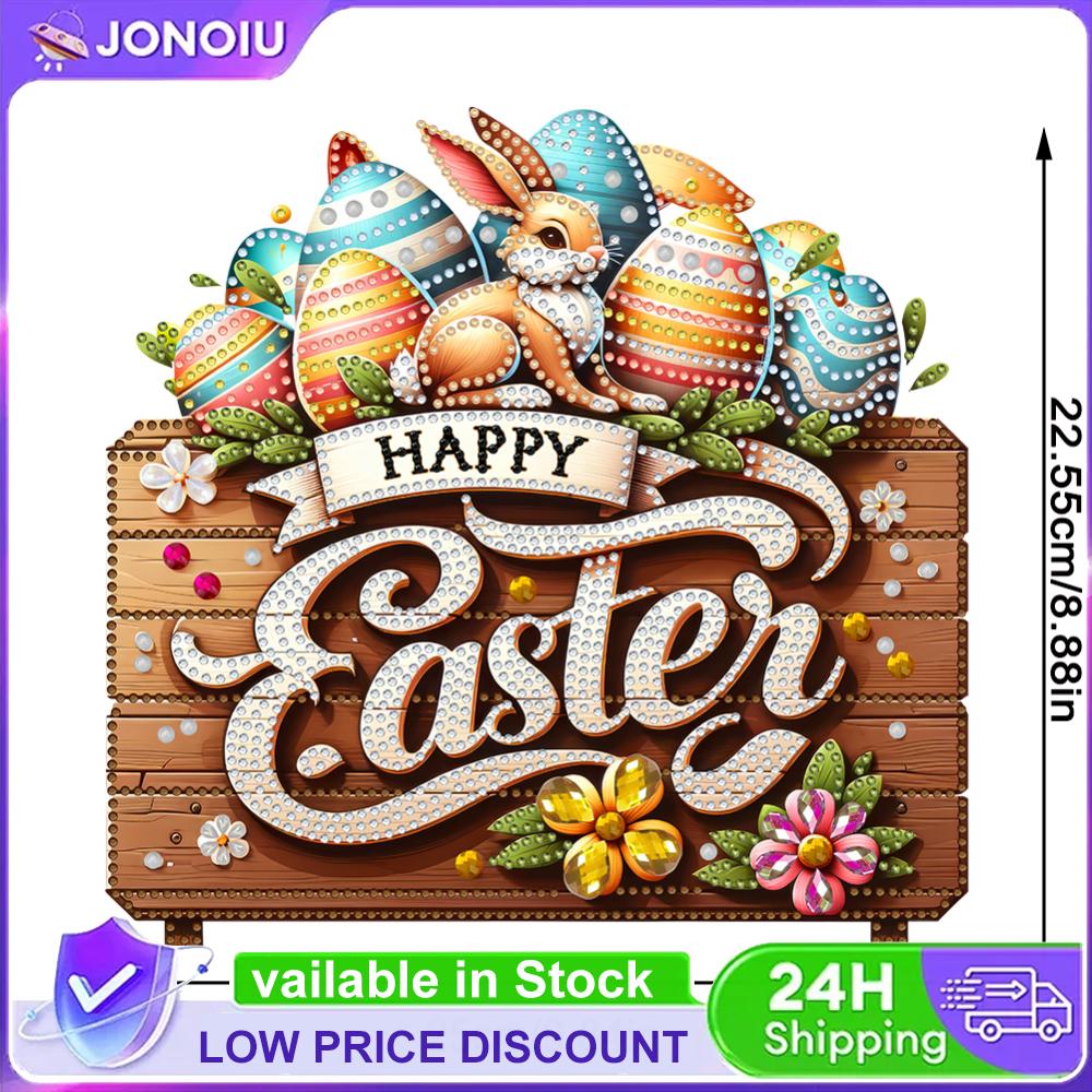 Acrylic Special Shape Easter Egg Bunny Diamond Painting Tabletop Ornaments Kit Rhinestones Desktop Ornaments Bedroom Table Decor
