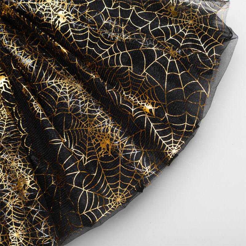 Kids Baby Girls Metallic Spider Web Tutu Skirt Led Light Up Princess Halloween Party Cosplay Carnival Flashing Ballet Dance Wear