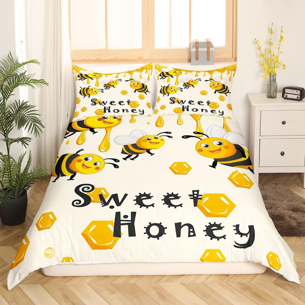 Honey Duvet Cover Sets For Kids Queen Size Quilt Covers Lightweight Down Bedroom Decor 2 Pillowcases 1 Duvet Cover No Comforter