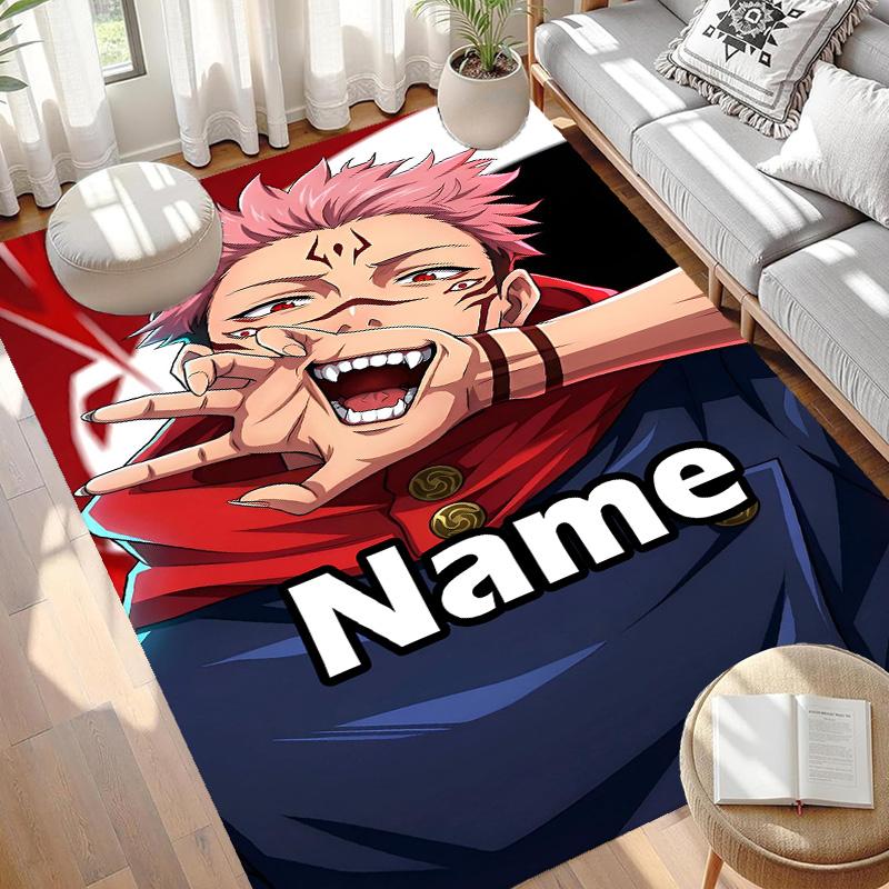Custom Name Personalized Jujutsu Kaisen Print Carpet, Versatile Home Decor Rug, for Playroom, Apartment, Balcony, Entryway, Hallway Gift
